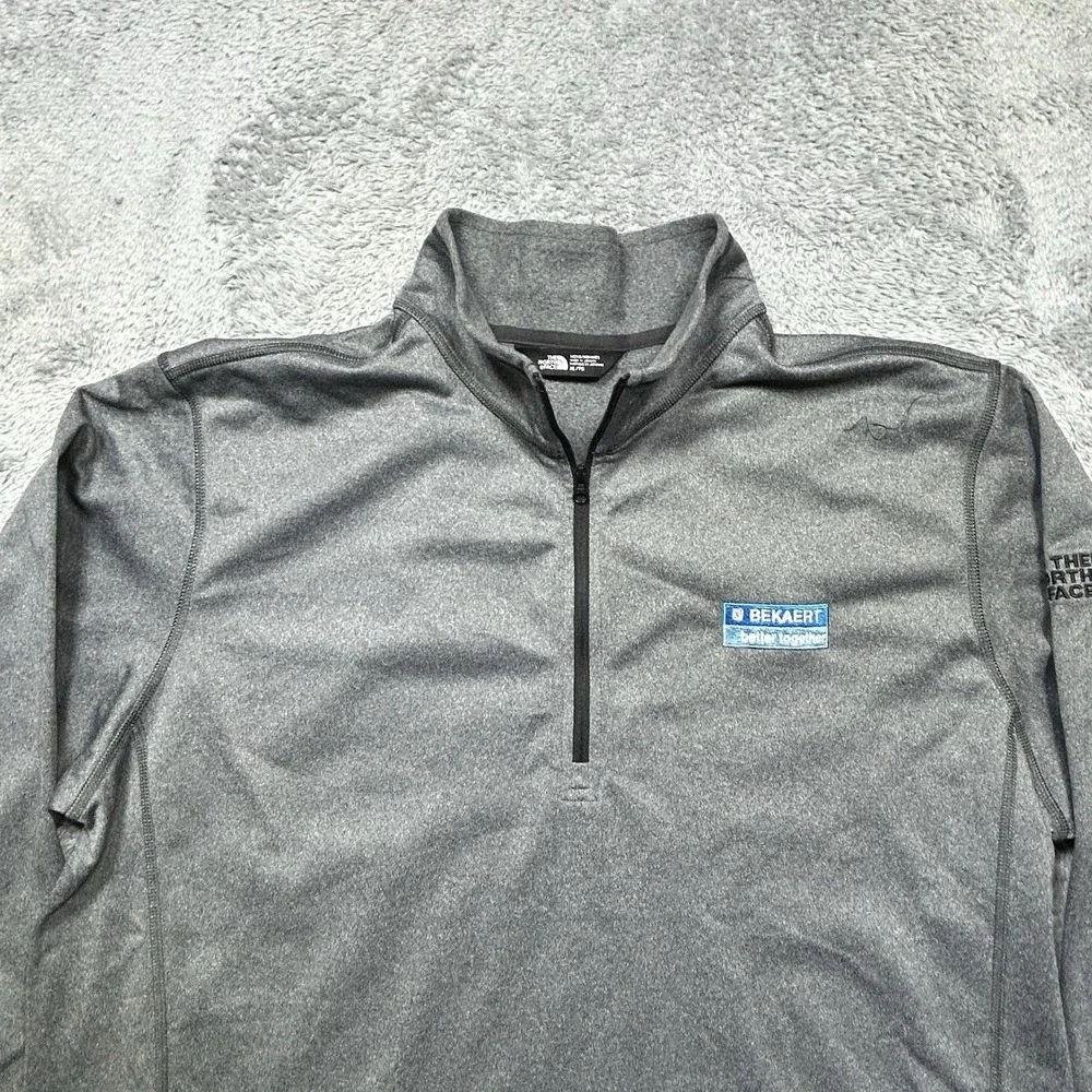 The North Face Pullover Men's XL Gray Tech 1/4 Zip Fleece Outdoor Bekaert Logo